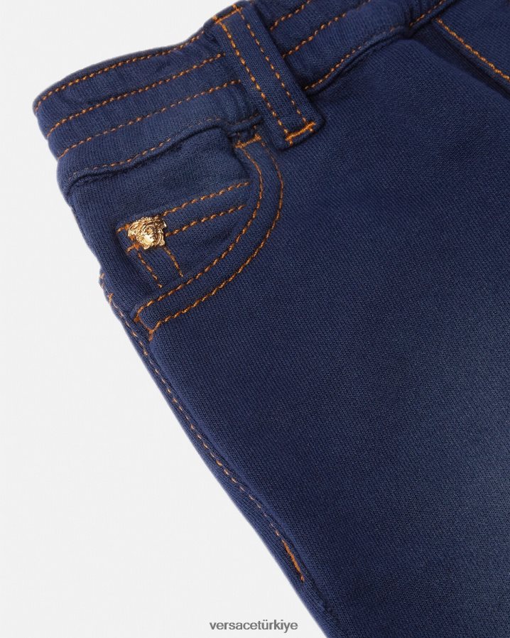 Versace medusa bebek kot pantolon çocuklar mavi Giyim B0HHR81855