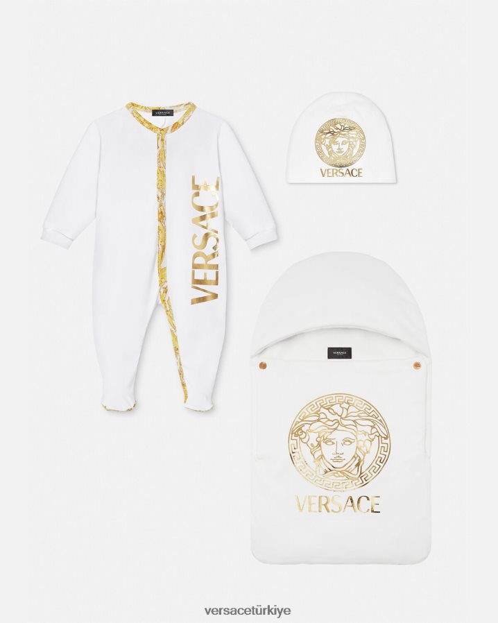 Versace barocco bebek pijama takımı çocuklar Beyaz altın Giyim B0HHR81825