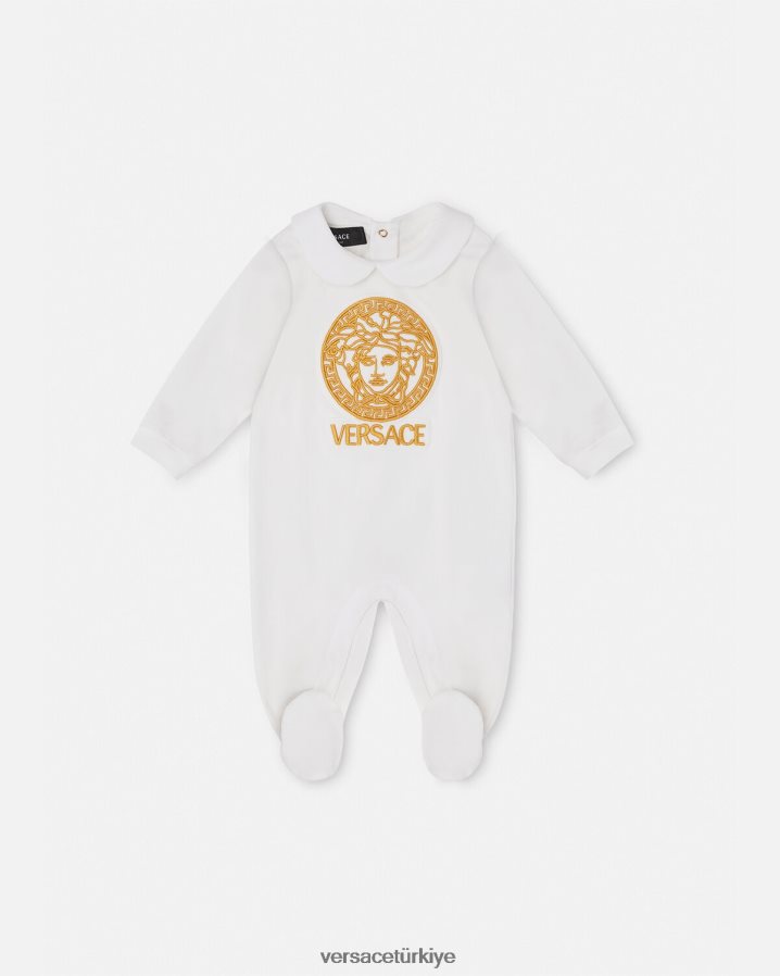 Versace medusa bebek uyku tulumu çocuklar Beyaz altın Giyim B0HHR81823
