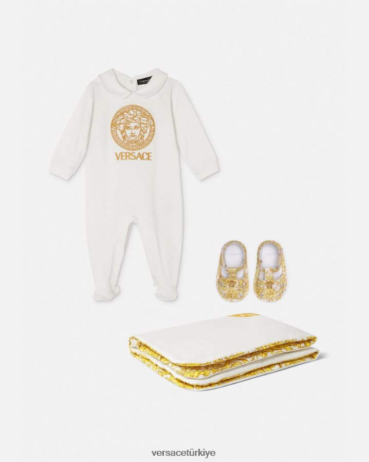 Versace medusa bebek uyku tulumu çocuklar Beyaz altın Giyim B0HHR81824