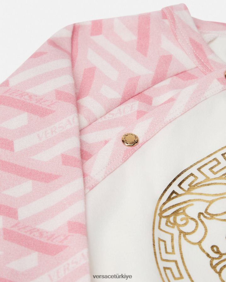 Versace medusa la greca bebek uyku tulumu çocuklar pembe ve beyaz Giyim B0HHR81831
