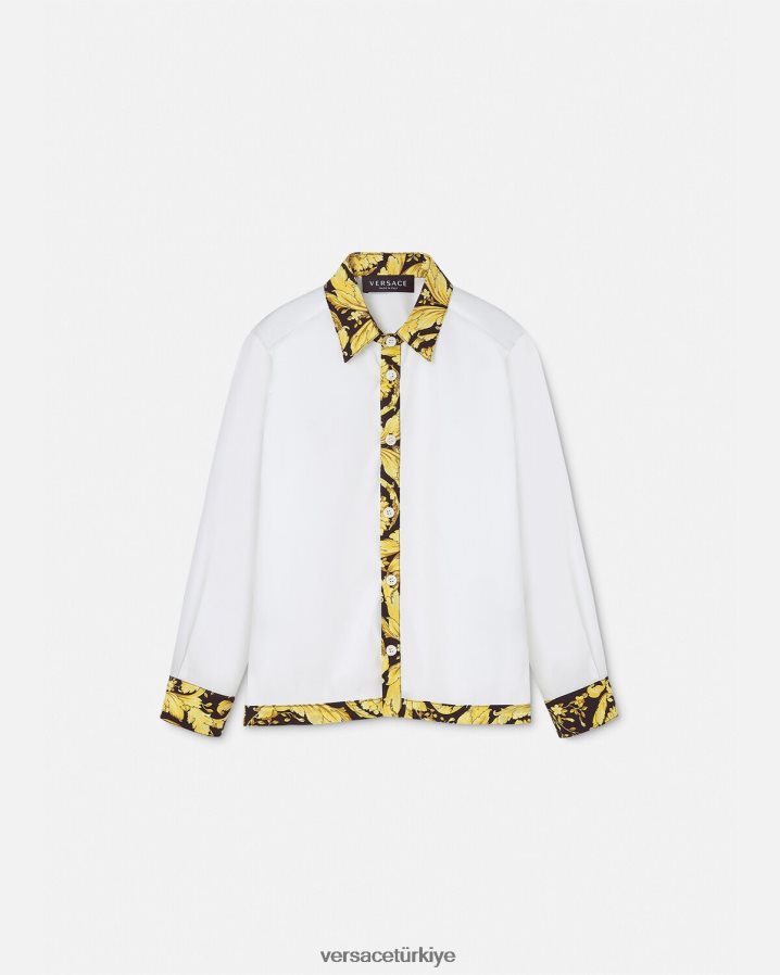 Versace barok gömlek çocuklar beyaz ve baskı Giyim B0HHR82111