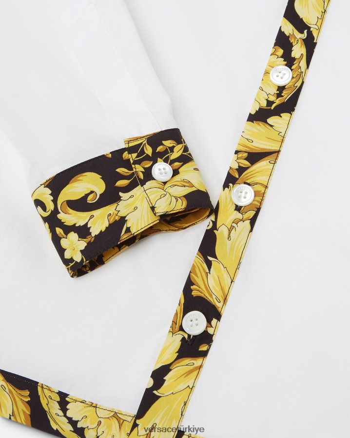 Versace barok gömlek çocuklar beyaz ve baskı Giyim B0HHR82111