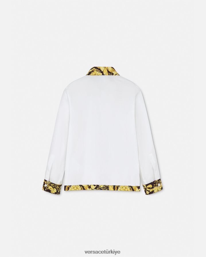 Versace barok gömlek çocuklar beyaz ve baskı Giyim B0HHR82111