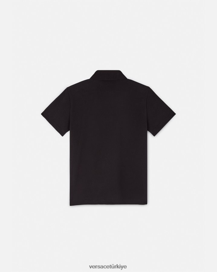 Versace işlemeli medusa polo gömlek çocuklar siyah Giyim B0HHR82104