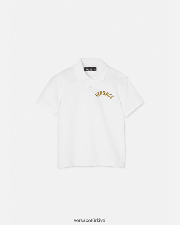Versace logo polo gömlek çocuklar Beyaz altın Giyim B0HHR82082