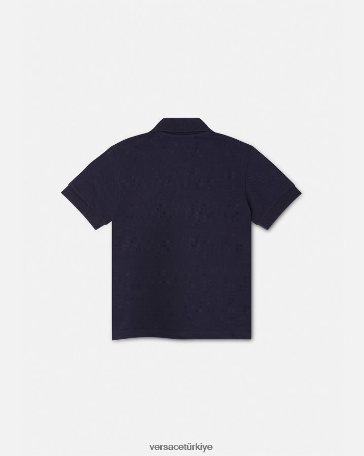 Versace medusa işlemeli bebek polo tişört çocuklar siyah ve mavi Giyim B0HHR81891