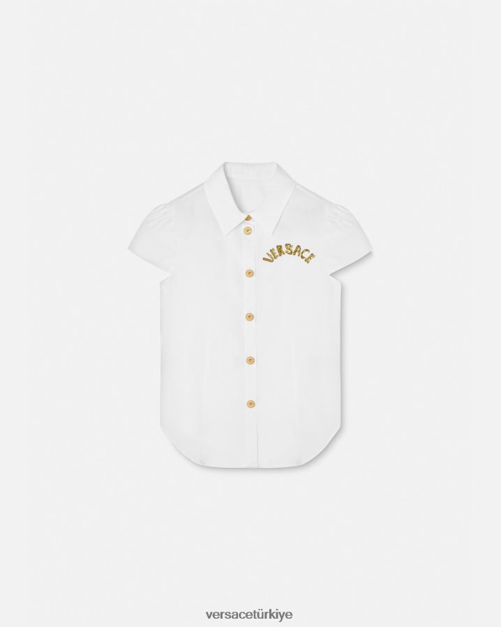 Versace medusa kısa kollu gömlek çocuklar Beyaz altın Giyim B0HHR81936