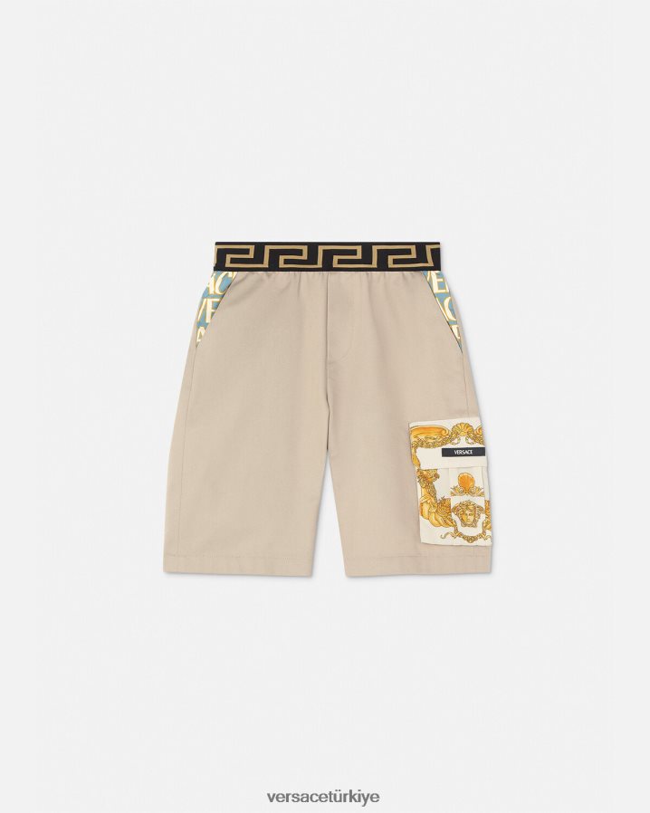 Versace greca deniz kabuğu barok şort çocuklar bej Giyim B0HHR82086