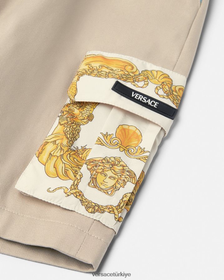 Versace greca deniz kabuğu barok şort çocuklar bej Giyim B0HHR82086