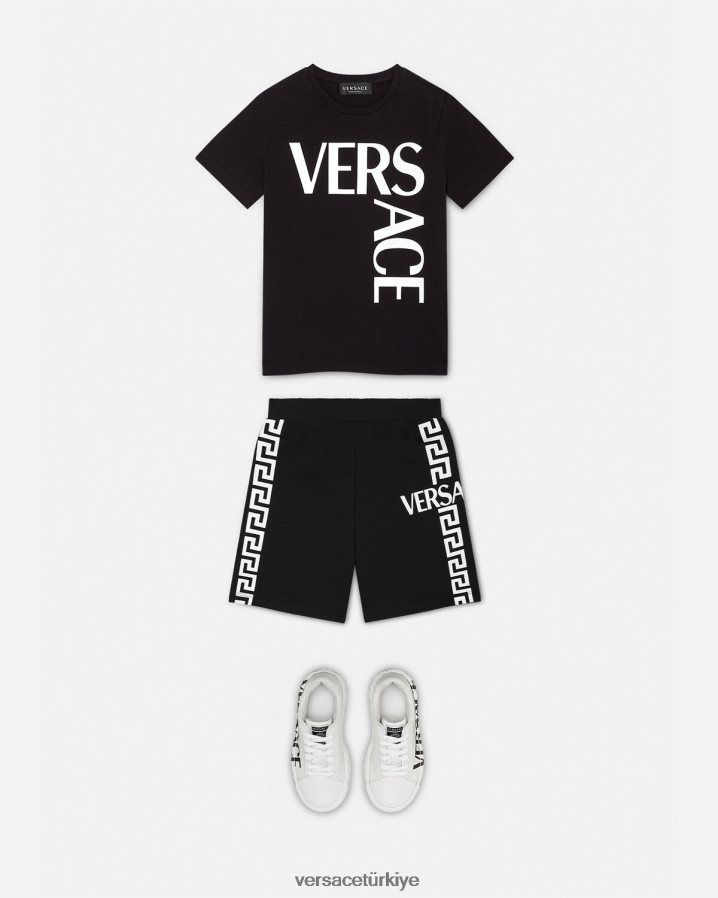 Versace logolu eşofman altı çocuklar siyah Giyim B0HHR82098
