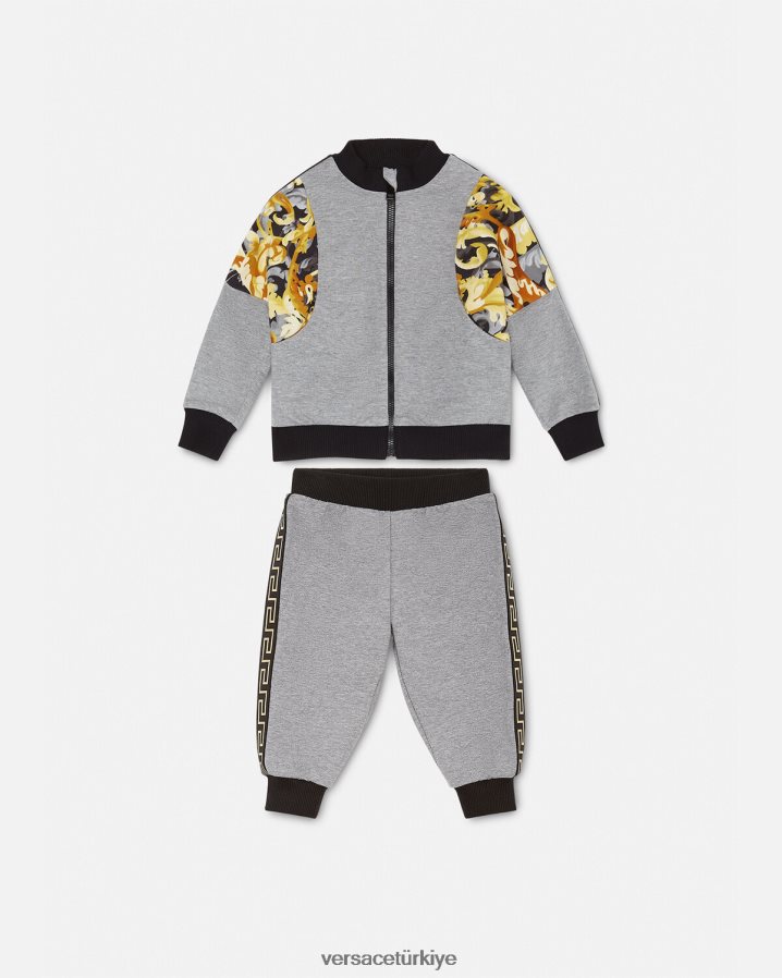 Versace barocco bebek eşofman takımı çocuklar gri ve baskı Giyim B0HHR81884