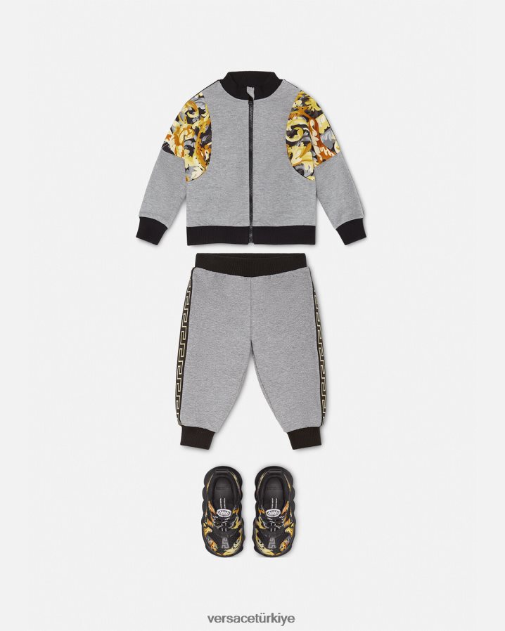 Versace barocco bebek eşofman takımı çocuklar gri ve baskı Giyim B0HHR81884