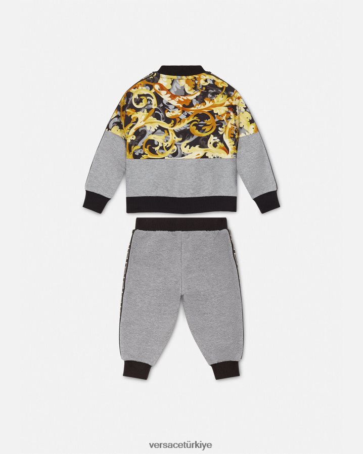 Versace barocco bebek eşofman takımı çocuklar gri ve baskı Giyim B0HHR81884