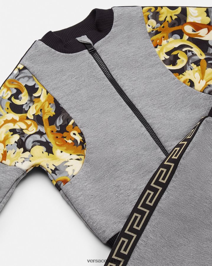 Versace barocco bebek eşofman takımı çocuklar gri ve baskı Giyim B0HHR81884