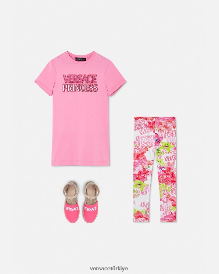 Versace logolu orkide tayt çocuklar beyaz ve baskı Giyim B0HHR81974
