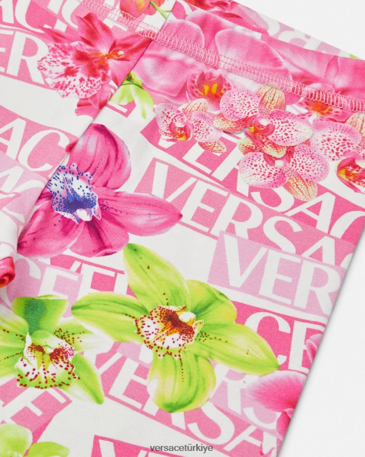 Versace logolu orkide tayt çocuklar beyaz ve baskı Giyim B0HHR81974