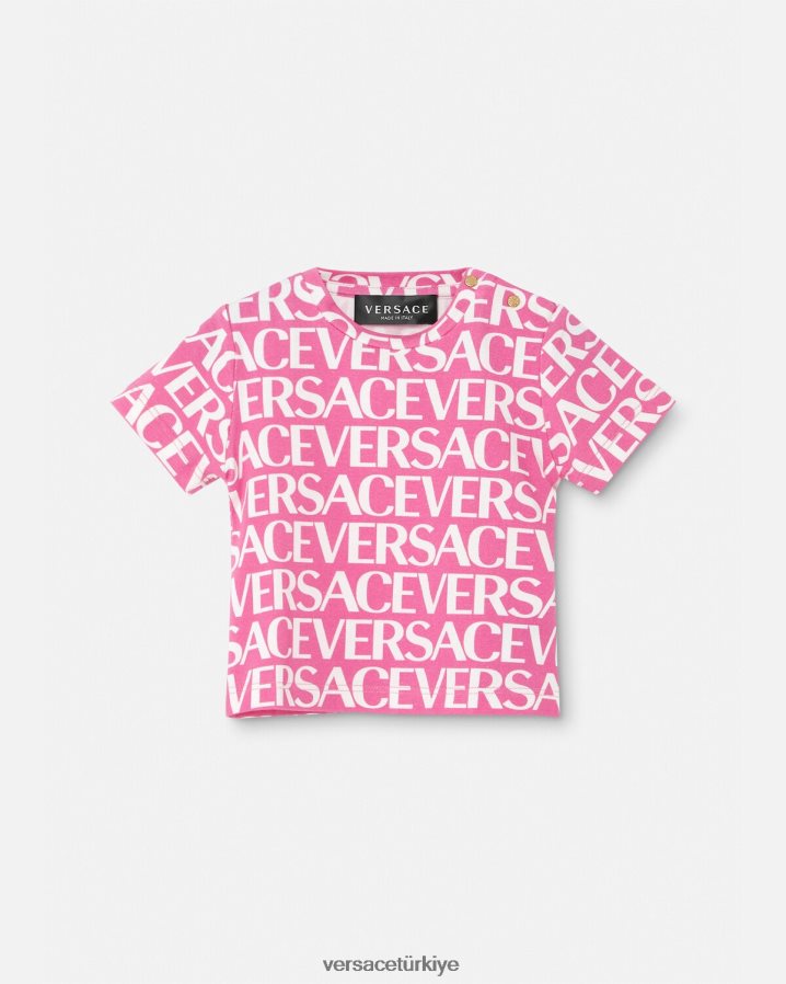 Versace allover bebek tişörtü çocuklar pembe ve baskı Giyim B0HHR81920
