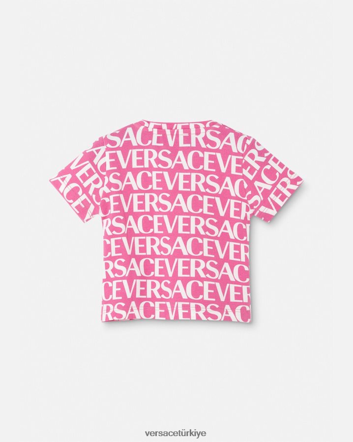 Versace allover bebek tişörtü çocuklar pembe ve baskı Giyim B0HHR81920