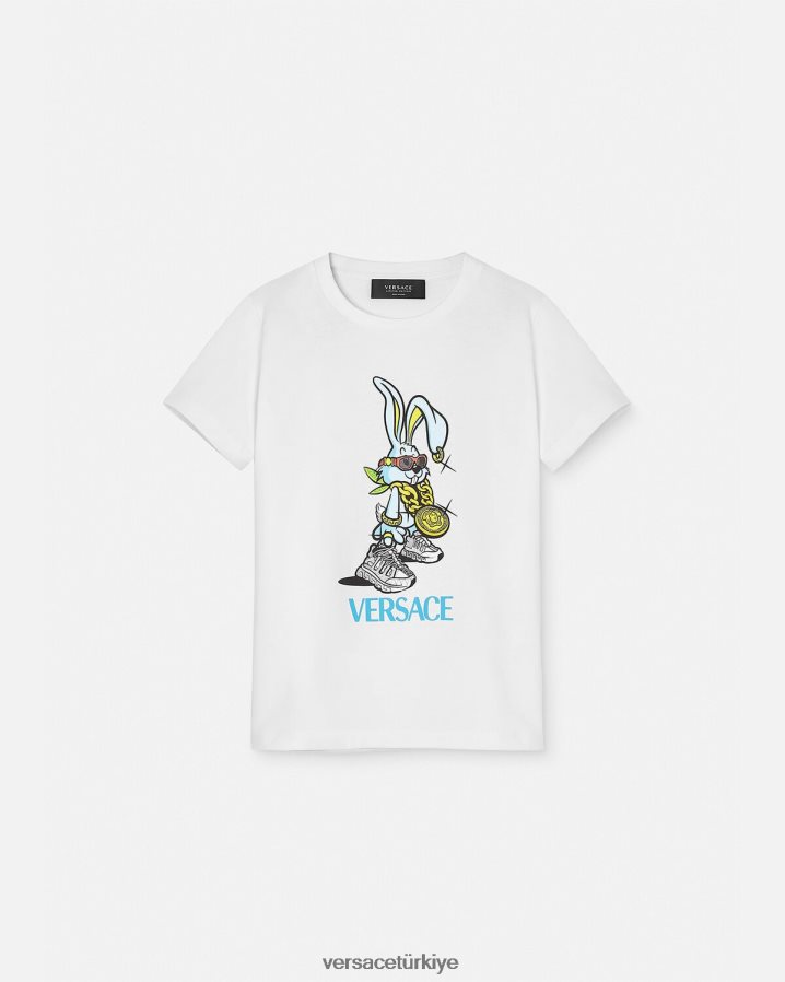 Versace ay yeni yılı tavşan tişörtü çocuklar mavi Giyim B0HHR81991