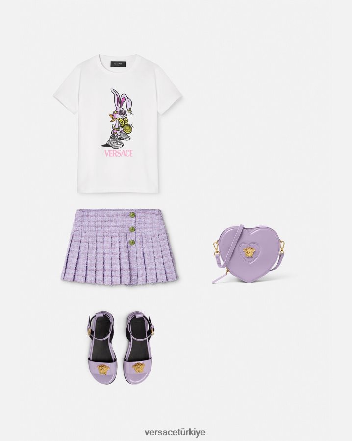Versace ay yeni yılı tavşan tişörtü çocuklar pembe Giyim B0HHR81990