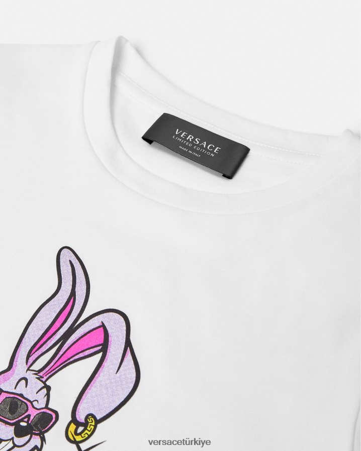 Versace ay yeni yılı tavşan tişörtü çocuklar pembe Giyim B0HHR81990