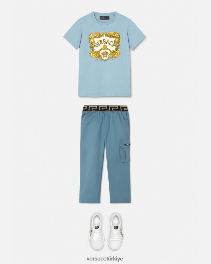 Versace deniz kabuğu barok tişört çocuklar açık mavi Giyim B0HHR82084