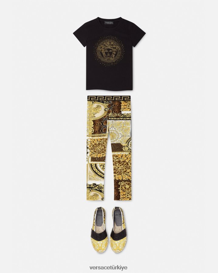 Versace çivili medusa tişört çocuklar siyah Giyim B0HHR82025