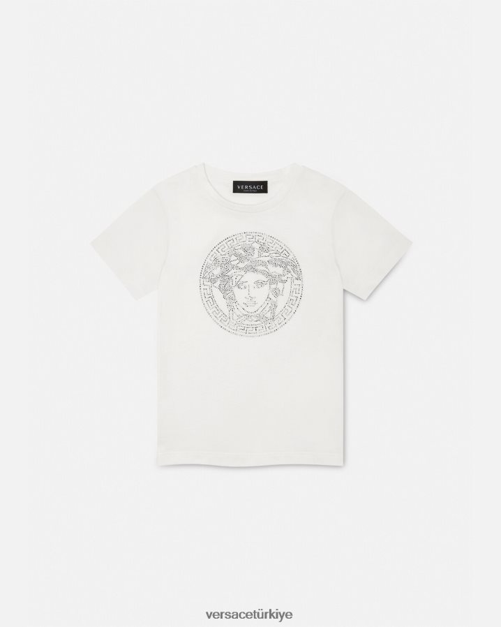 Versace kristal medusa tişört çocuklar beyaz Giyim B0HHR81964