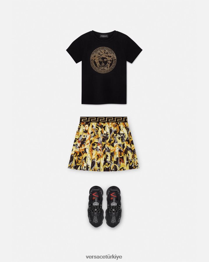 Versace kristal medusa tişört çocuklar siyah Giyim B0HHR81961