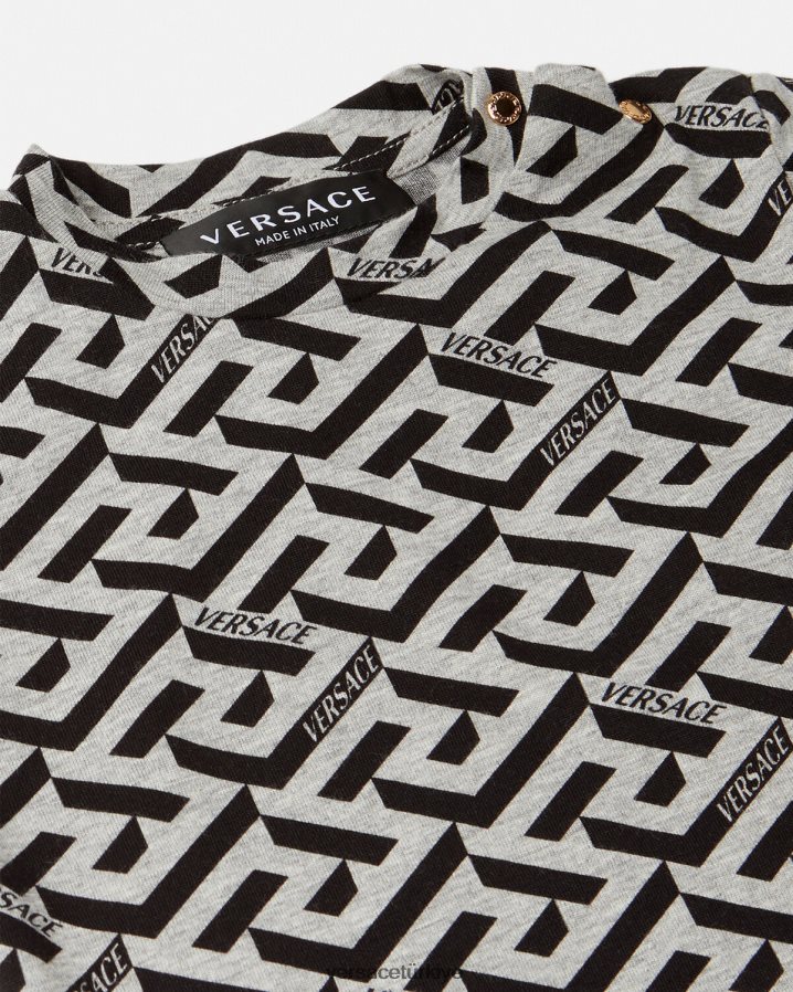 Versace la greca bebek tişörtü çocuklar gri ve baskı Giyim B0HHR81910