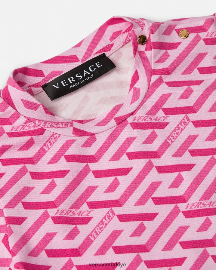 Versace la greca bebek tişörtü çocuklar pembe Giyim B0HHR81874