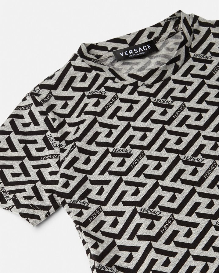 Versace la greca tişört çocuklar gri ve baskı Giyim B0HHR82115