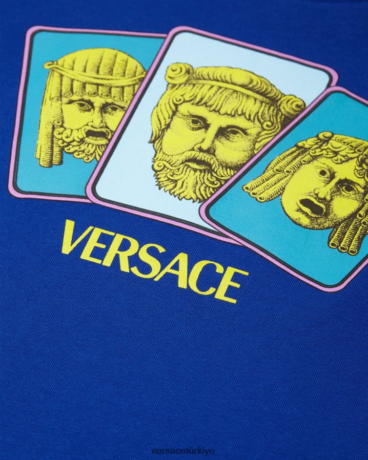 Versace le maschere tişört çocuklar mavi Giyim B0HHR82121