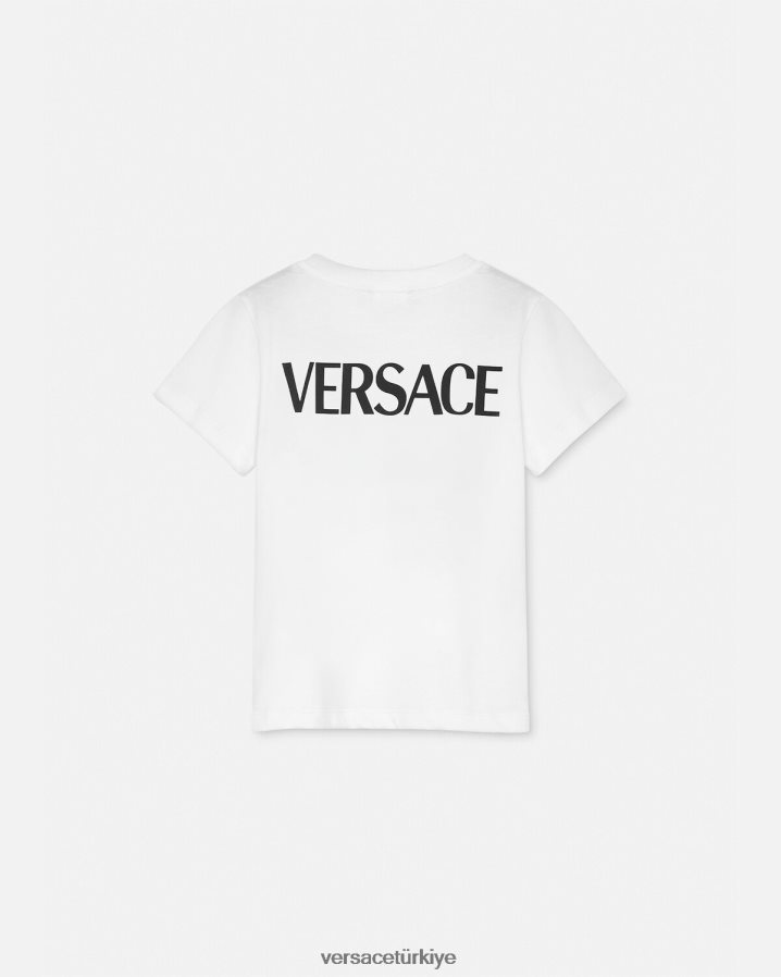 Versace logolu tişört çocuklar beyaz Giyim B0HHR82004