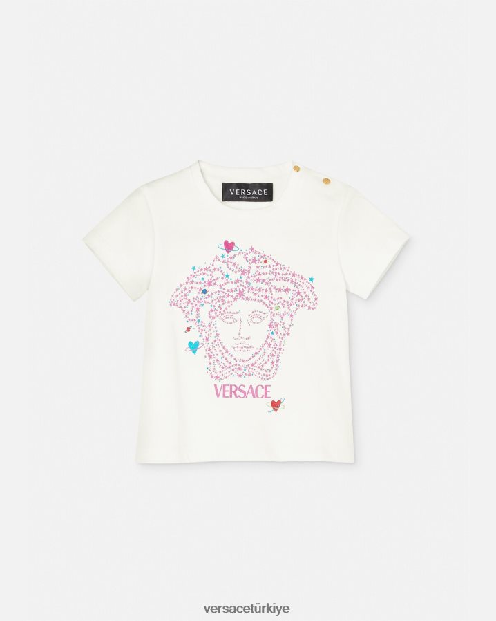 Versace medusa bebek tişörtü çocuklar beyaz ve baskı Giyim B0HHR81853