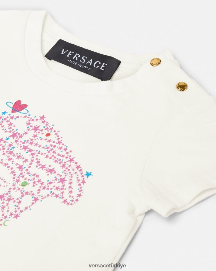 Versace medusa bebek tişörtü çocuklar beyaz ve baskı Giyim B0HHR81853