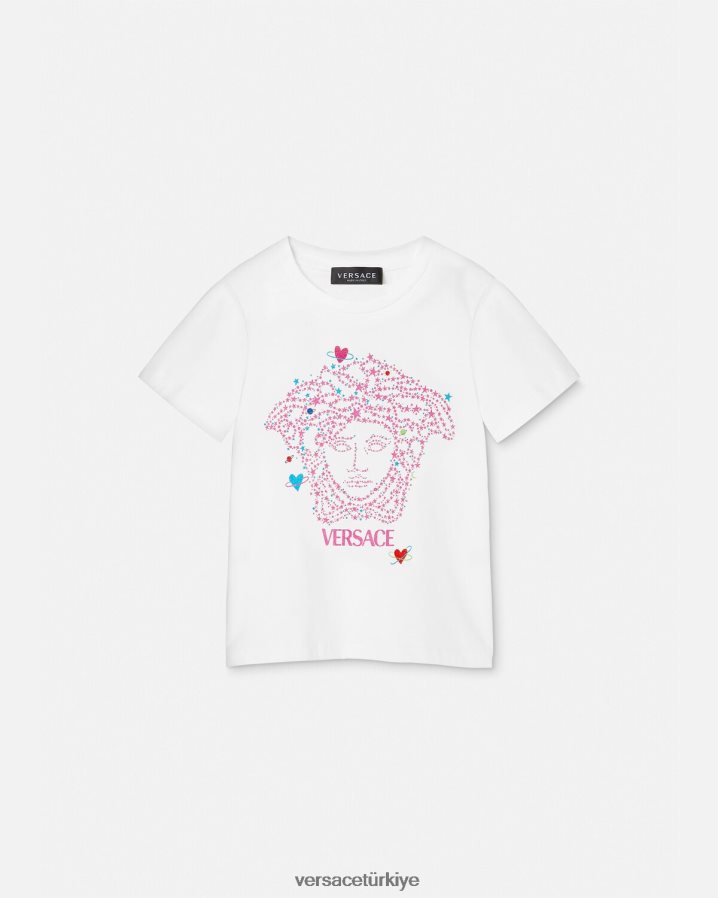Versace medusa tişört çocuklar beyaz ve baskı Giyim B0HHR81946