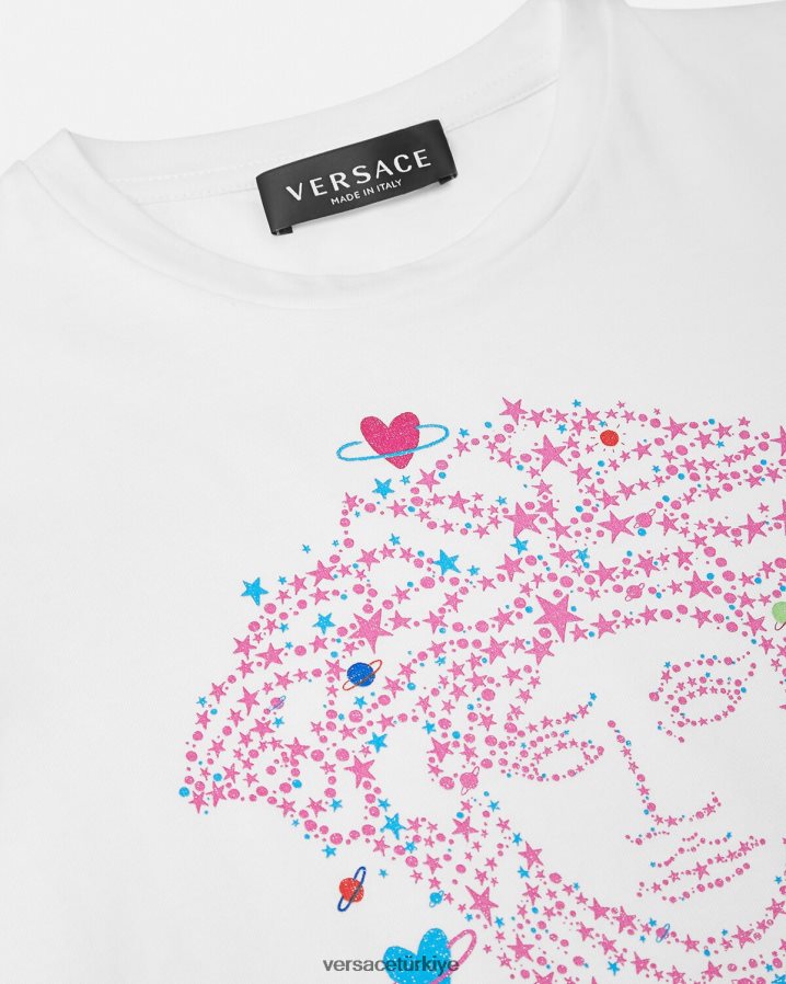 Versace medusa tişört çocuklar beyaz ve baskı Giyim B0HHR81946