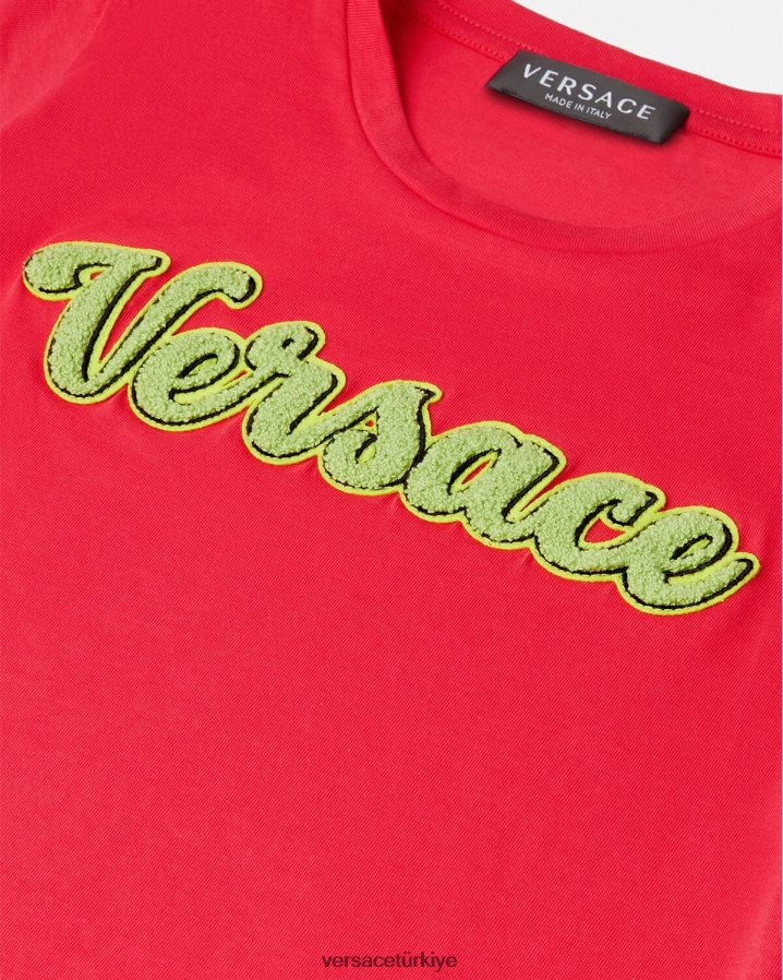 Versace üniversite logolu tişört çocuklar kırmızı Giyim B0HHR82133