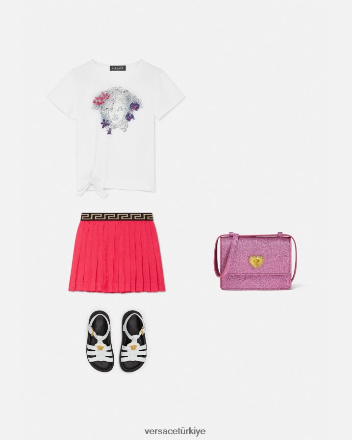 Versace orkide medusa tişört çocuklar beyaz ve baskı Giyim B0HHR82003