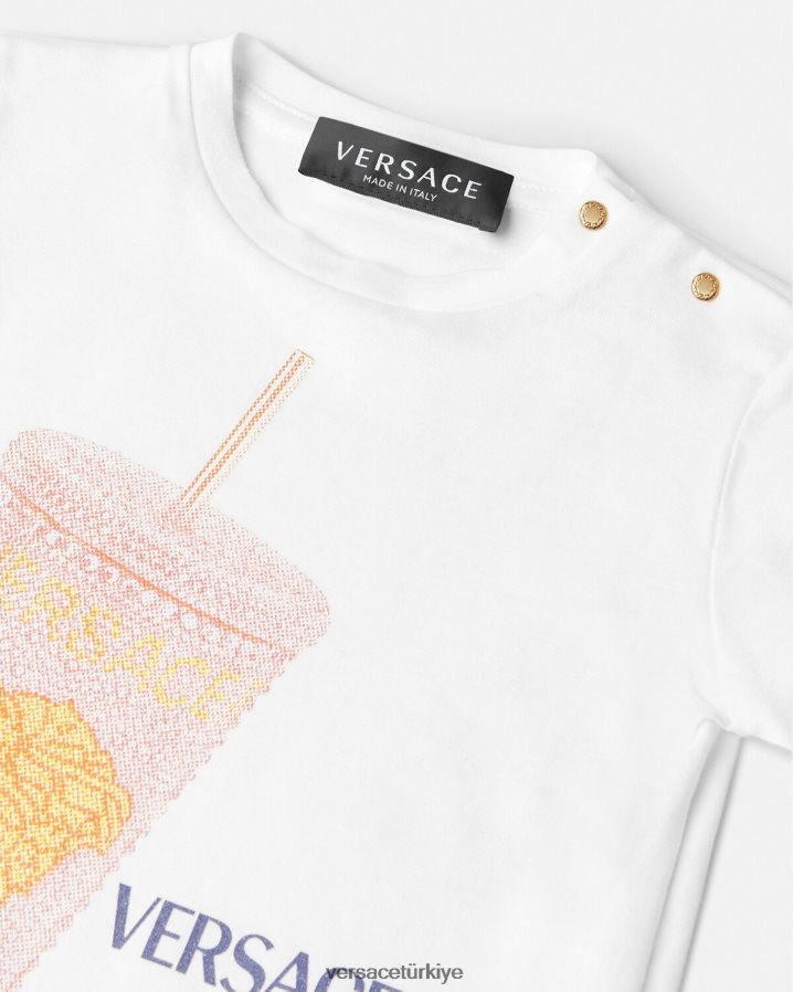 Versace seyahat kupa bebek tişörtü çocuklar beyaz ve baskı Giyim B0HHR81924