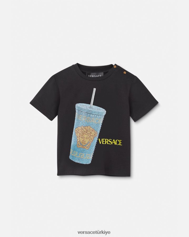Versace seyahat kupa bebek tişörtü çocuklar siyah ve baskı Giyim B0HHR81925