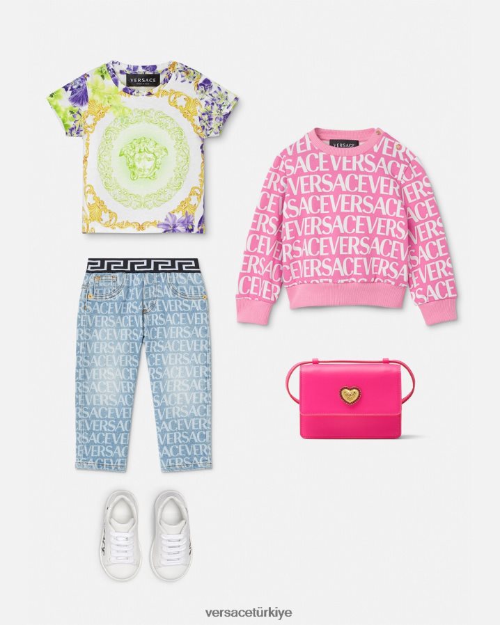 Versace allover bebek sweatshirt çocuklar pembe ve baskı Giyim B0HHR81872