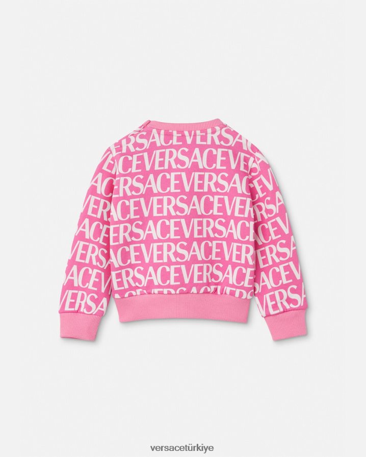 Versace allover bebek sweatshirt çocuklar pembe ve baskı Giyim B0HHR81872