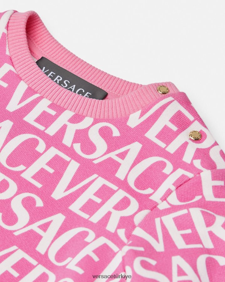 Versace allover bebek sweatshirt çocuklar pembe ve baskı Giyim B0HHR81872