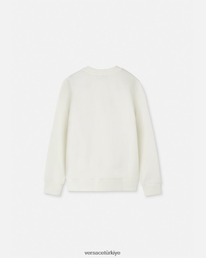 Versace çivili medusa sweatshirt çocuklar beyaz Giyim B0HHR81962