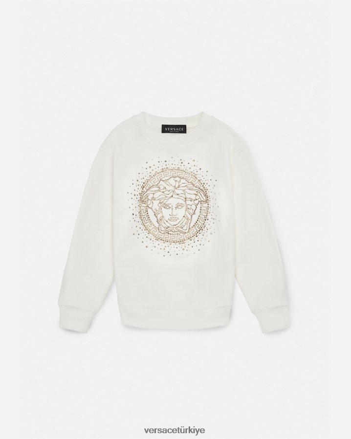 Versace kristal medusa kazak çocuklar beyaz Giyim B0HHR81963