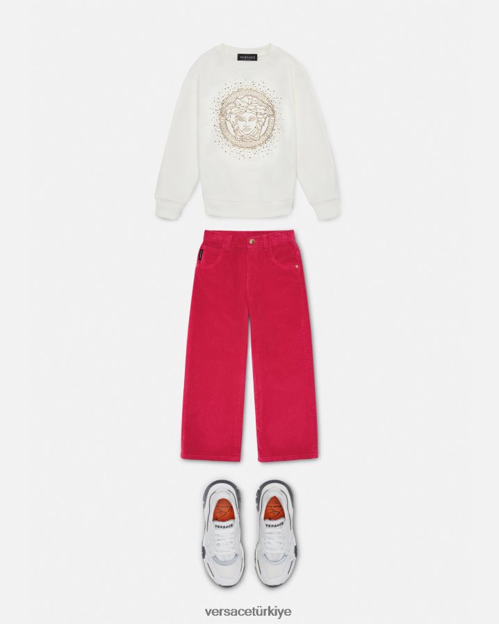 Versace kristal medusa kazak çocuklar beyaz Giyim B0HHR81963