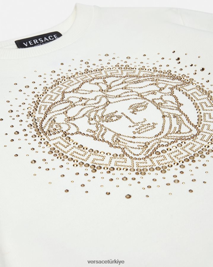 Versace kristal medusa kazak çocuklar beyaz Giyim B0HHR81963